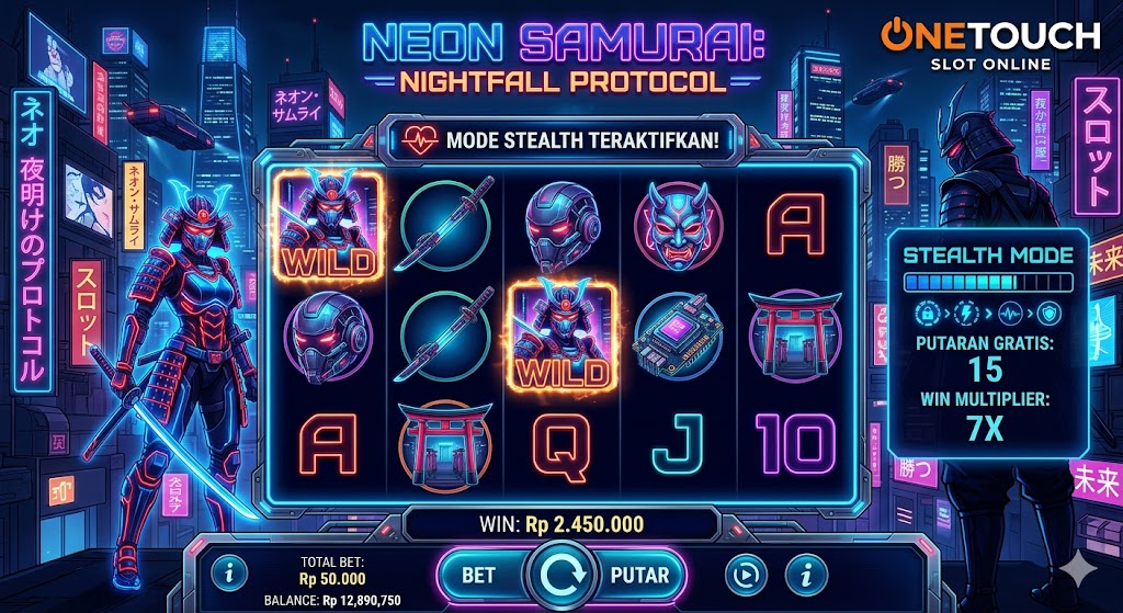 Neon Samurai: Nightfall Protocol – Slot Online Futuristik dari OneTouch dengan Mode Stealth yang Bikin Deg-degan